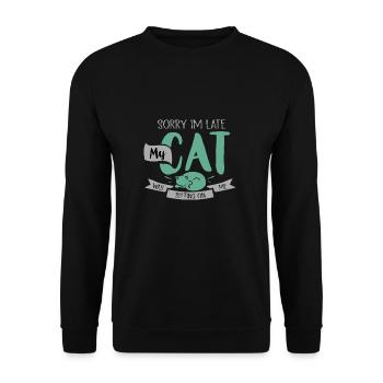 Verschmustes Stubentiger Ausrede - Unisex Pullover - Schwarz - Vorne - Alina (178cm) & Michal (187cm)