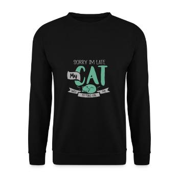 Verschmustes Stubentiger Ausrede - Unisex Pullover - Schwarz - Vorne - Alina (178cm) & Michal (187cm)