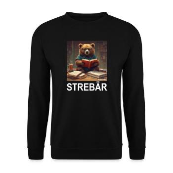 Strebär (weiß) - Unisex Pullover - Schwarz - Vorne - Alina (178cm) & Michal (187cm)