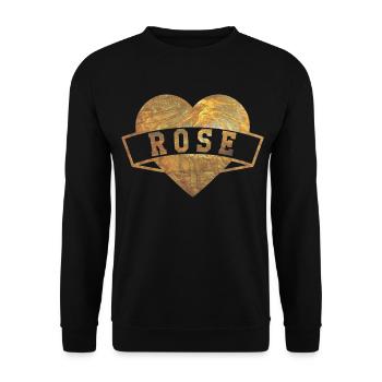 Rose Herzen Gold - Unisex Pullover - Schwarz - Vorne - Alina (178cm) & Michal (187cm)