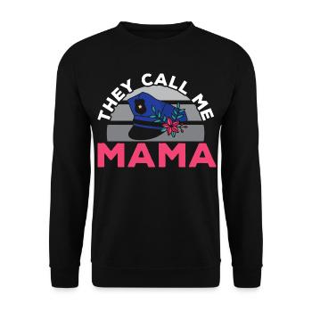 Sie nennen mich Mama Polizeibeamter Rechtsdurchset - Unisex Pullover - Schwarz - Vorne - Alina (178cm) & Michal (187cm)