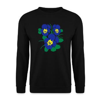 Stiefmütterchen Blüten 3 - Unisex Pullover - Schwarz - Vorne - Alina (178cm) & Michal (187cm)