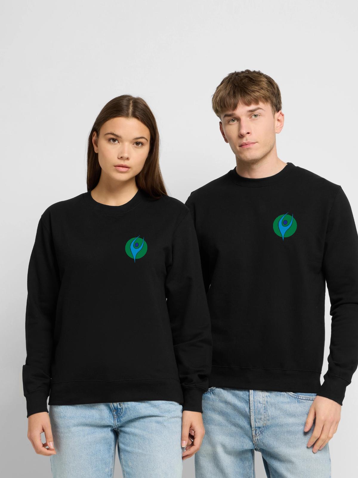 Physio 5 Logo - Unisex Pullover - Schwarz - Vorne - Alina (178cm) & Michal (187cm)