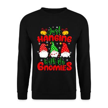 Just Hanging With My Gnomies - Unisex Pullover - Schwarz - Vorne - Alina (178cm) & Michal (187cm)