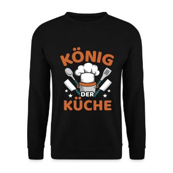 König Der Küche Lustiges Kochen Koch Chefkoch - Unisex Pullover - Schwarz - Vorne - Alina (178cm) & Michal (187cm)