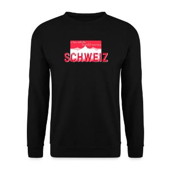 Schweiz Berge - Unisex Pullover - Schwarz - Vorne - Alina (178cm) & Michal (187cm)