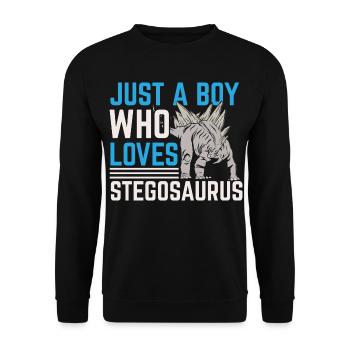Just A Boy Who Loves Stegosaurus Dinosaurier Dino - Unisex Pullover - Schwarz - Vorne - Alina (178cm) & Michal (187cm)