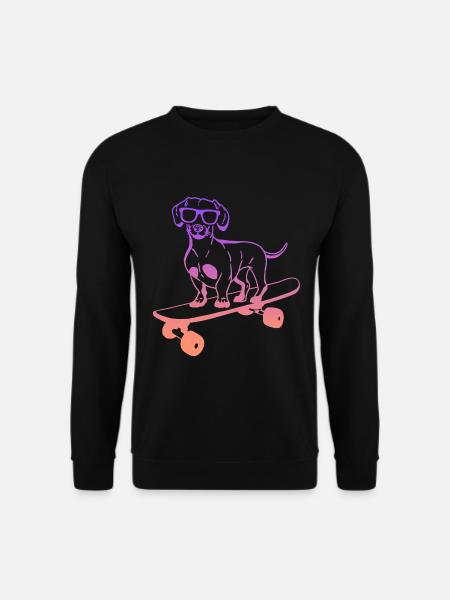 Skateboard Dackel Skater Stunt Skateboarding - Unisex Pullover - Schwarz