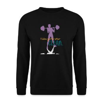 I like girls who CLEAN - Unisex Pullover - Schwarz - Vorne - Alina (178cm) & Michal (187cm)
