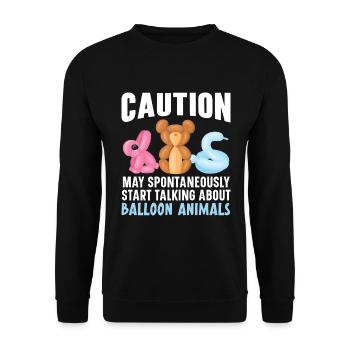 Vorsicht Sprechen Sie über Ballontiere - Unisex Pullover - Schwarz - Vorne - Alina (178cm) & Michal (187cm)