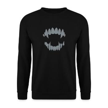 Gruselig Vampirzähne Halloween Party - Unisex Pullover - Schwarz - Vorne - Alina (178cm) & Michal (187cm)
