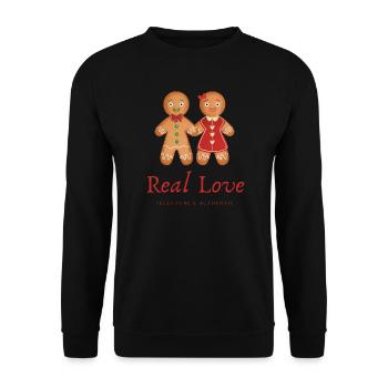 REAL LOVE LEBKUCHEN HOCHZEITSPAAR SHIRT - Unisex Pullover - Schwarz - Vorne - Alina (178cm) & Michal (187cm)