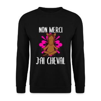 No Merci J'Ai Horse Cheval Équitation - Unisex Pullover - Schwarz - Vorne - Alina (178cm) & Michal (187cm)
