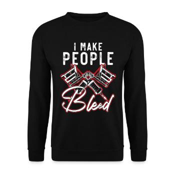 Ich bringe Menschen zum Bluten Tätowierer Tätowier - Unisex Pullover - Schwarz - Vorne - Alina (178cm) & Michal (187cm)