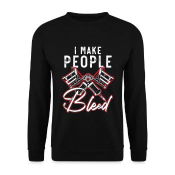 Ich bringe Menschen zum Bluten Tätowierer Tätowier - Unisex Pullover - Schwarz - Vorne - Alina (178cm) & Michal (187cm)