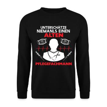 Pflegekräfte - Maske Pflegepersonal Arzthelferin - Unisex Pullover - Schwarz - Vorne - Alina (178cm) & Michal (187cm)