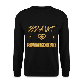 Braut Liebe Gold Herz Support - Unisex Pullover - Schwarz - Vorne - Alina (178cm) & Michal (187cm)