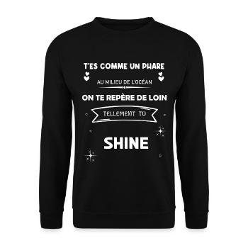 Wir bereiten Sie aus der Ferne so sehr vor, dass Sie glänzen - Unisex Pullover - Schwarz - Vorne - Alina (178cm) & Michal (187cm)
