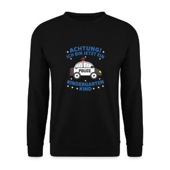 Ich Bin Jetzt Ein Kindergartenkind Polizeiauto 1 - Unisex Pullover - Schwarz - Vorne - Alina (178cm) & Michal (187cm)