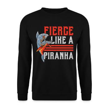 Bissig wie ein Piranha Aquarianer Aquaristik Fisch - Unisex Pullover - Schwarz - Vorne - Alina (178cm) & Michal (187cm)