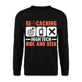 Geocaching High-Tech Versteckspiel Geocache - Unisex Pullover - Schwarz - Vorne - Alina (178cm) & Michal (187cm)