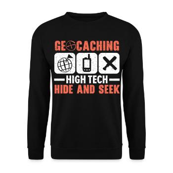 Geocaching High-Tech Versteckspiel Geocache - Unisex Pullover - Schwarz - Vorne - Alina (178cm) & Michal (187cm)