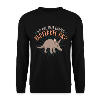 Erdferkel Ok Lustig Aardvark - Unisex Pullover - Schwarz - Vorne - Alina (178cm) & Michal (187cm)