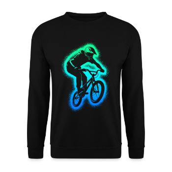 BMX Bike Stunt Herren Fahrrad BMX Jungen - Unisex Pullover - Schwarz - Vorne - Alina (178cm) & Michal (187cm)