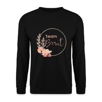 Team Braut - rosa Blumen - Unisex Pullover - Schwarz - Vorne - Alina (178cm) & Michal (187cm)