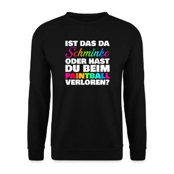 Schminke Paintball Kosmetik Humor Design - Unisex Pullover - Schwarz - Vorne - Alina (178cm) & Michal (187cm)