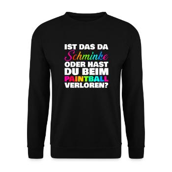 Schminke Paintball Kosmetik Humor Design - Unisex Pullover - Schwarz - Vorne - Alina (178cm) & Michal (187cm)
