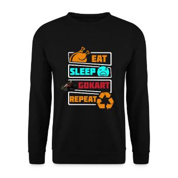 Eat Sleep Go Kart Gokart Repeat Cart Racing Kids - Unisex Pullover - Schwarz - Vorne - Alina (178cm) & Michal (187cm)