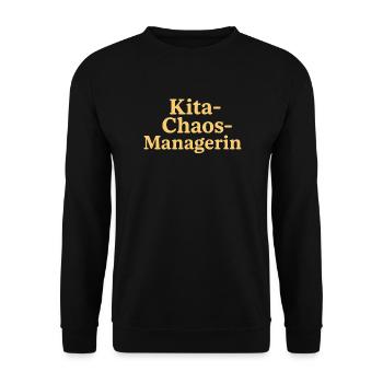 Kita Chaos Managerin (sonnengelb) - Unisex Pullover - Schwarz - Vorne - Alina (178cm) & Michal (187cm)