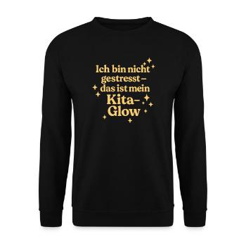 Ich bin nicht gestresst... (sonnengelb) - Unisex Pullover - Schwarz - Vorne - Alina (178cm) & Michal (187cm)