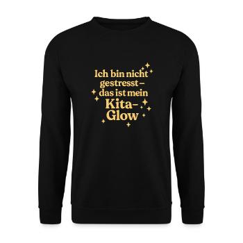 Ich bin nicht gestresst... (sonnengelb) - Unisex Pullover - Schwarz - Vorne - Alina (178cm) & Michal (187cm)