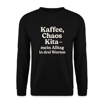 Kaffee Chaos Kita (hellbeige) - Unisex Pullover - Schwarz - Vorne - Alina (178cm) & Michal (187cm)