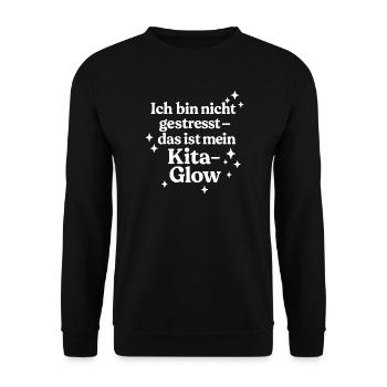 Ich bin nicht gestresst (weiß) - Unisex Pullover - Schwarz - Vorne - Alina (178cm) & Michal (187cm)