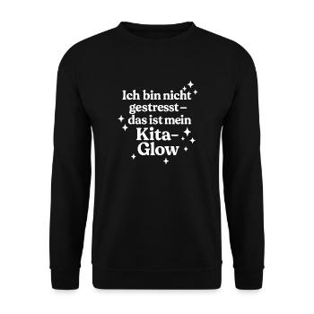 Ich bin nicht gestresst (weiß) - Unisex Pullover - Schwarz - Vorne - Alina (178cm) & Michal (187cm)
