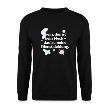 Das ist kein Fleck! (weiß & bunt) - Unisex Pullover - Schwarz - Vorne - Alina (178cm) & Michal (187cm)
