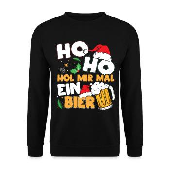 Ho Ho Hol Mir Mal Ein Bier - Unisex Pullover - Schwarz - Vorne - Alina (178cm) & Michal (187cm)