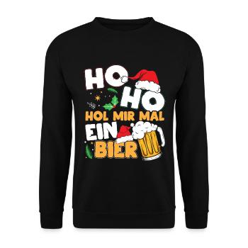 Ho Ho Hol Mir Mal Ein Bier - Unisex Pullover - Schwarz - Vorne - Alina (178cm) & Michal (187cm)