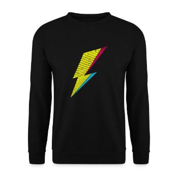 bolt of lightning 80s - Unisex Pullover - Schwarz - Vorne - Alina (178cm) & Michal (187cm)