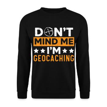 Ich bin beim Geocaching Geocacher Geocache - Unisex Pullover - Schwarz - Vorne - Alina (178cm) & Michal (187cm)