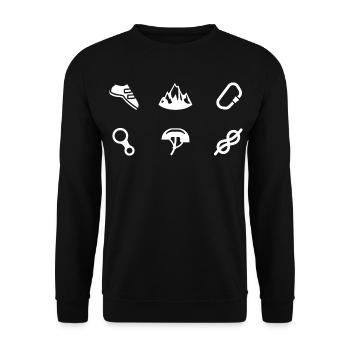 Klettern Symbole Bouldern Bergsteiger Freeclimber - Unisex Pullover - Schwarz - Vorne - Alina (178cm) & Michal (187cm)