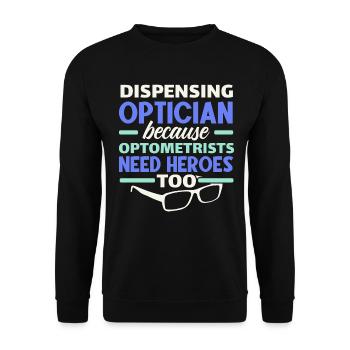 Optiker Brillenflüsterer Optometrie - Unisex Pullover - Schwarz - Vorne - Alina (178cm) & Michal (187cm)