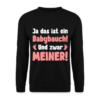 Ja das ist ein Babybauch Und zwar Meiner - Unisex Pullover - Schwarz - Vorne - Alina (178cm) & Michal (187cm)
