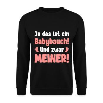 Ja das ist ein Babybauch Und zwar Meiner - Unisex Pullover - Schwarz - Vorne - Alina (178cm) & Michal (187cm)