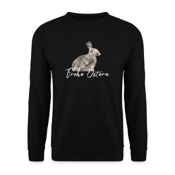 Frohe Ostern Hase - Unisex Pullover - Schwarz - Vorne - Alina (178cm) & Michal (187cm)