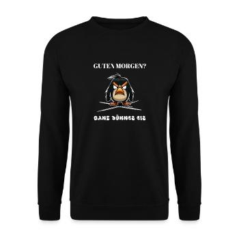 Guten Morgen - Ganz dünnes Eis - Spruch Lustig - Unisex Pullover - Schwarz - Vorne - Alina (178cm) & Michal (187cm)