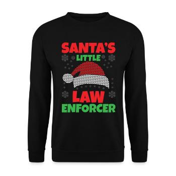 Der kleine Gesetzeshüter vom Weihnachtsmann Polize - Unisex Pullover - Schwarz - Vorne - Alina (178cm) & Michal (187cm)